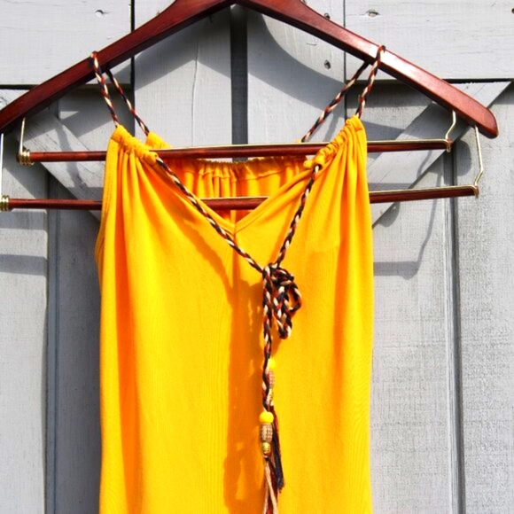 Beautiful Handmade Yellow Maxi Dress โ One Size โ Braided Strap Detail - Picture 4 of 8